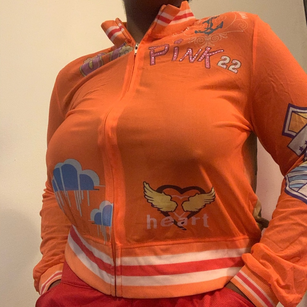 Orange Print Bomber Jacket